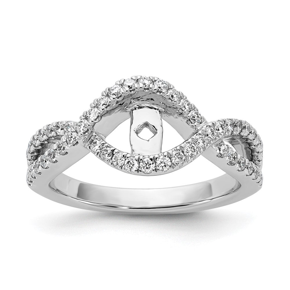 14K Weißgold 0,5 ct. Labor gezüchteter Diamant VS/SI+ G+ Criss-Cross-Krappenfassung Verlobungsring