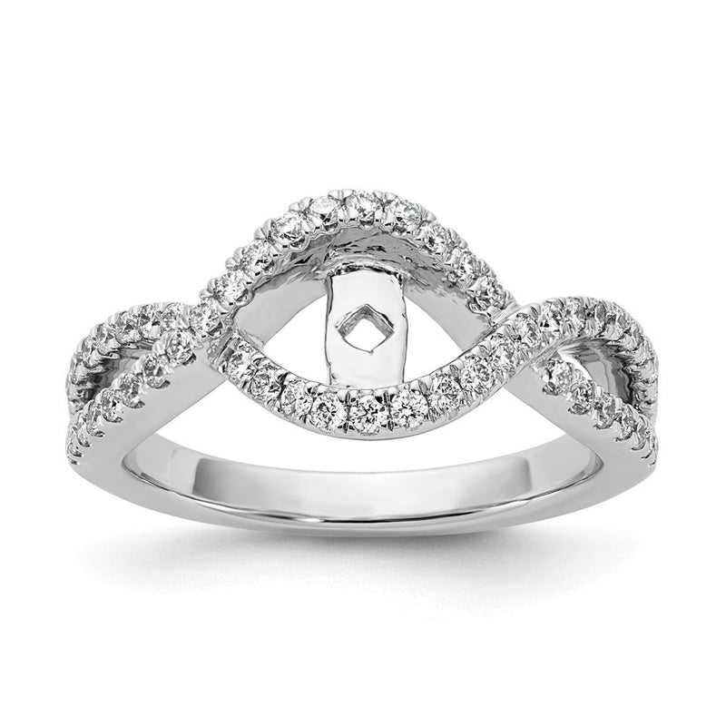 14K Weißgold 0,5 ct. Labor gezüchteter Diamant VS/SI+ G+ Criss-Cross-Krappenfassung Verlobungsring