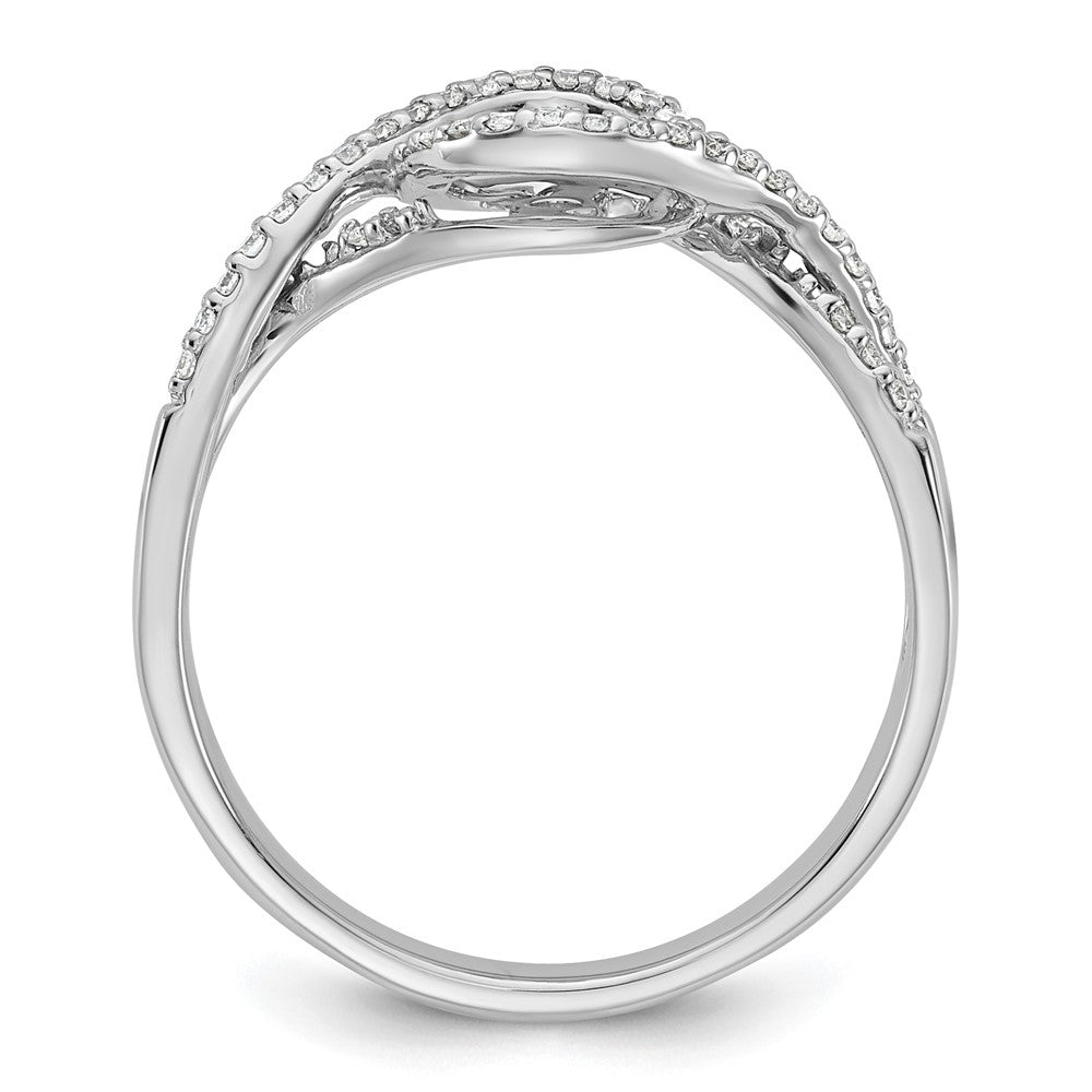 Verlobungsring aus 14K Weißgold mit Diamantsimulant im Bypass-Design in Krappenfassung