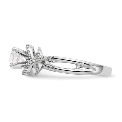 Verlobungsring aus 14K Weißgold mit Diamantsimulant im Bypass-Design in Krappenfassung