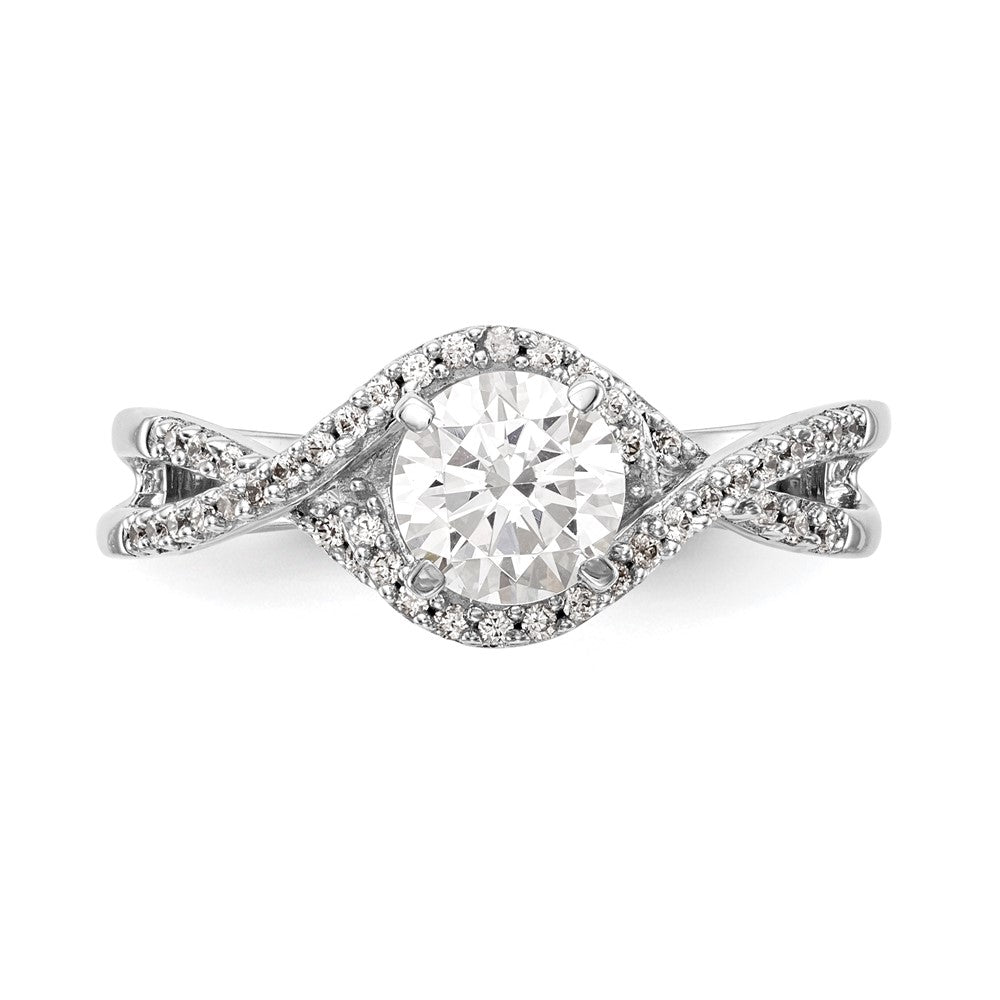 Verlobungsring aus 14K Weißgold mit Diamantsimulant im Bypass-Design in Krappenfassung