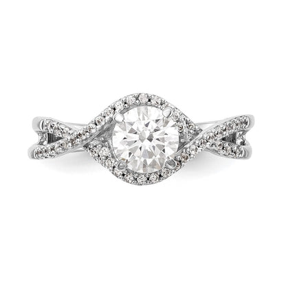 Verlobungsring aus 14K Weißgold mit Diamantsimulant im Bypass-Design in Krappenfassung