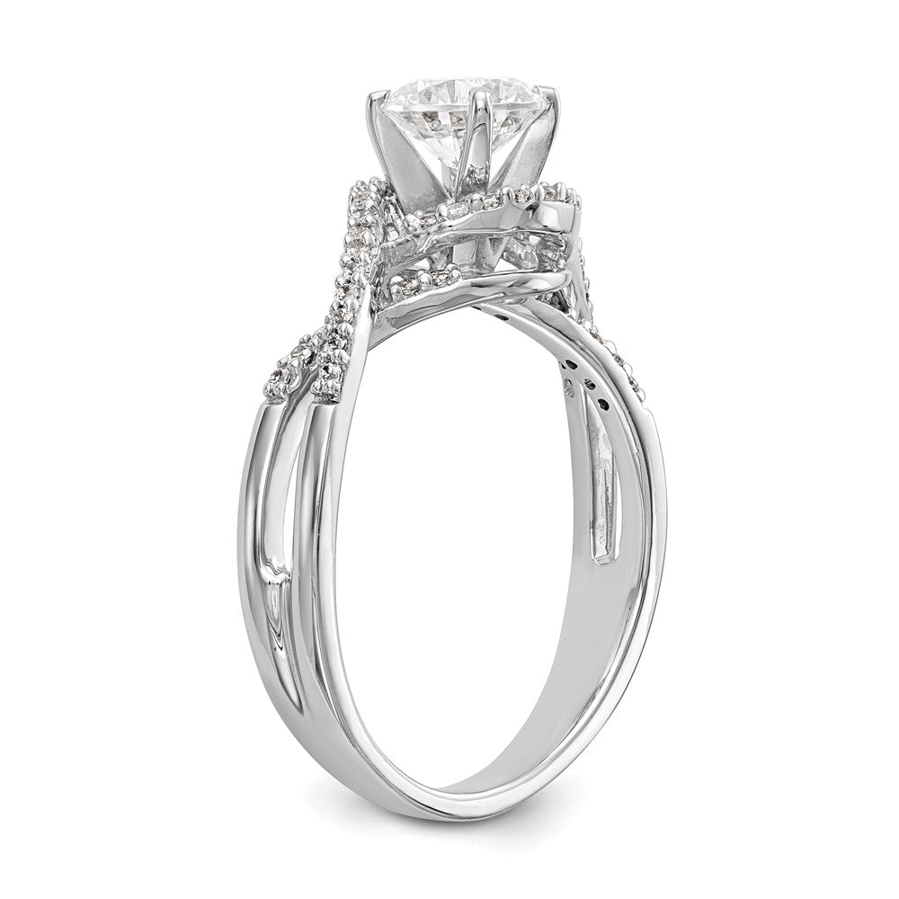 Verlobungsring aus 14K Weißgold mit Diamantsimulant im Bypass-Design in Krappenfassung
