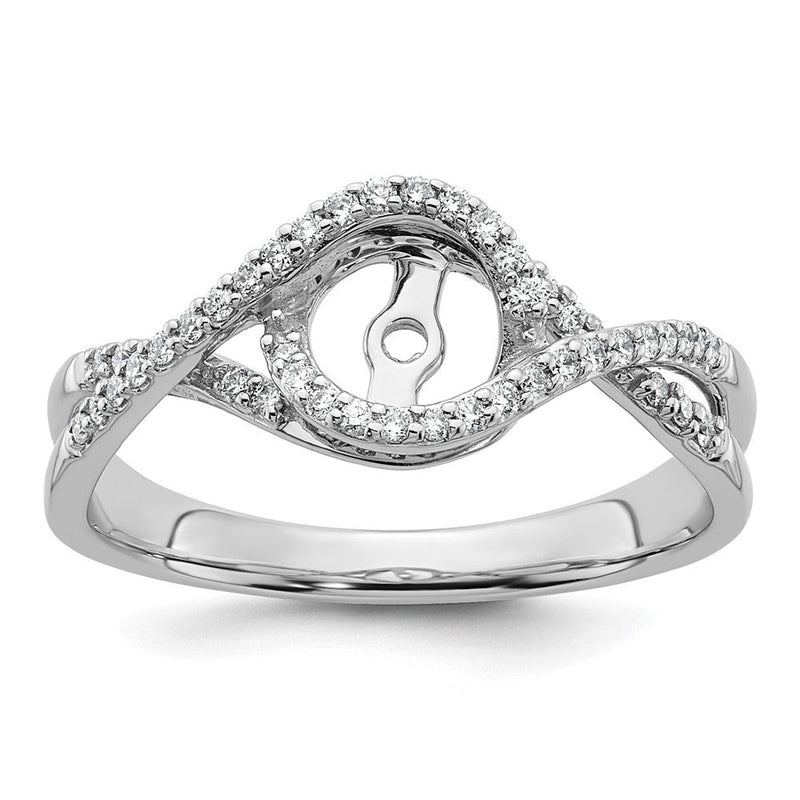 Verlobungsring aus 14K Weißgold mit Diamantsimulant im Bypass-Design in Krappenfassung