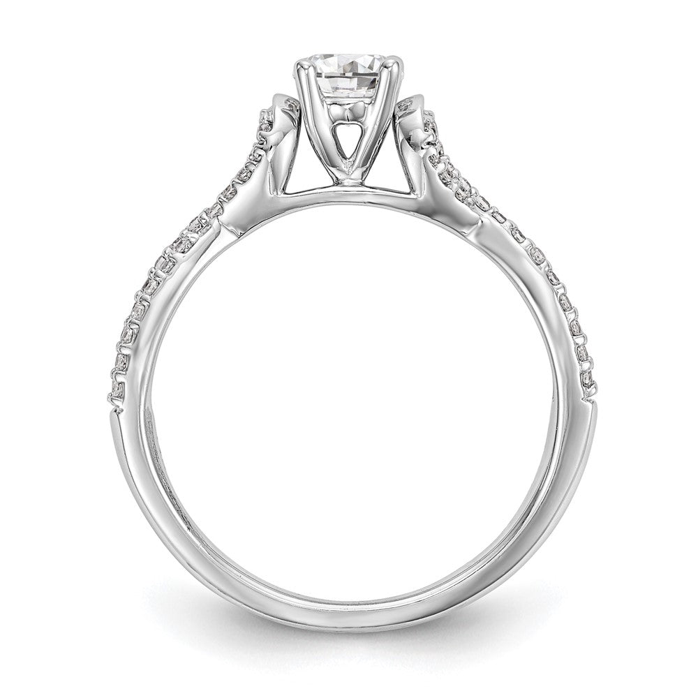 14K Weißgold Verlobungsring „Criss Cross" mit simulierten Diamanten in Krappenfassung