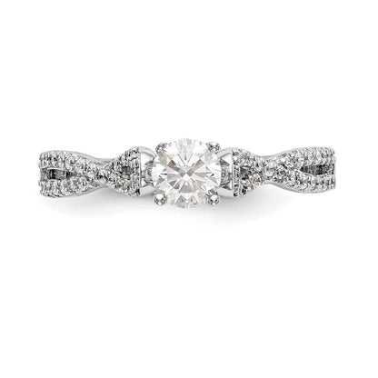 14K Weißgold Verlobungsring „Criss Cross" mit simulierten Diamanten in Krappenfassung