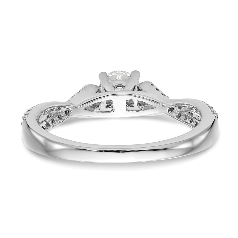 14K Weißgold Verlobungsring „Criss Cross" mit simulierten Diamanten in Krappenfassung