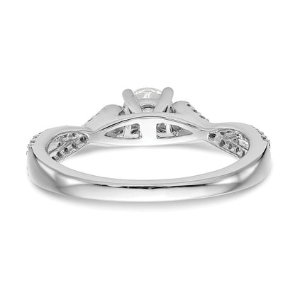 14K Weißgold Verlobungsring „Criss Cross" mit simulierten Diamanten in Krappenfassung
