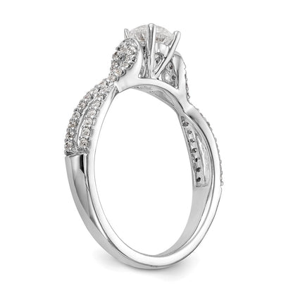 14K Weißgold Verlobungsring „Criss Cross" mit simulierten Diamanten in Krappenfassung