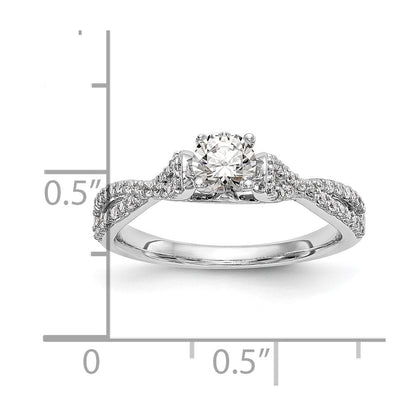 14K Weißgold Verlobungsring „Criss Cross" mit simulierten Diamanten in Krappenfassung