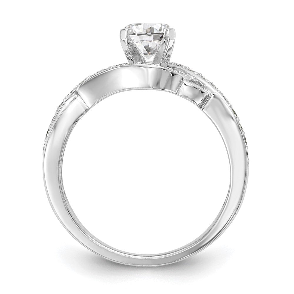 14K Weißgold Verlobungsring mit Bypass-Design und simuliertem Diamanten in Krappenfassung