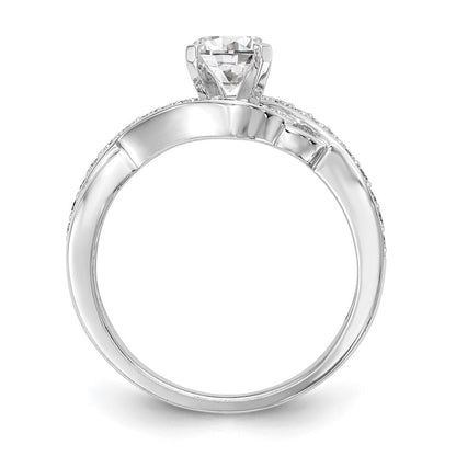14K Weißgold Verlobungsring mit Bypass-Design und simuliertem Diamanten in Krappenfassung