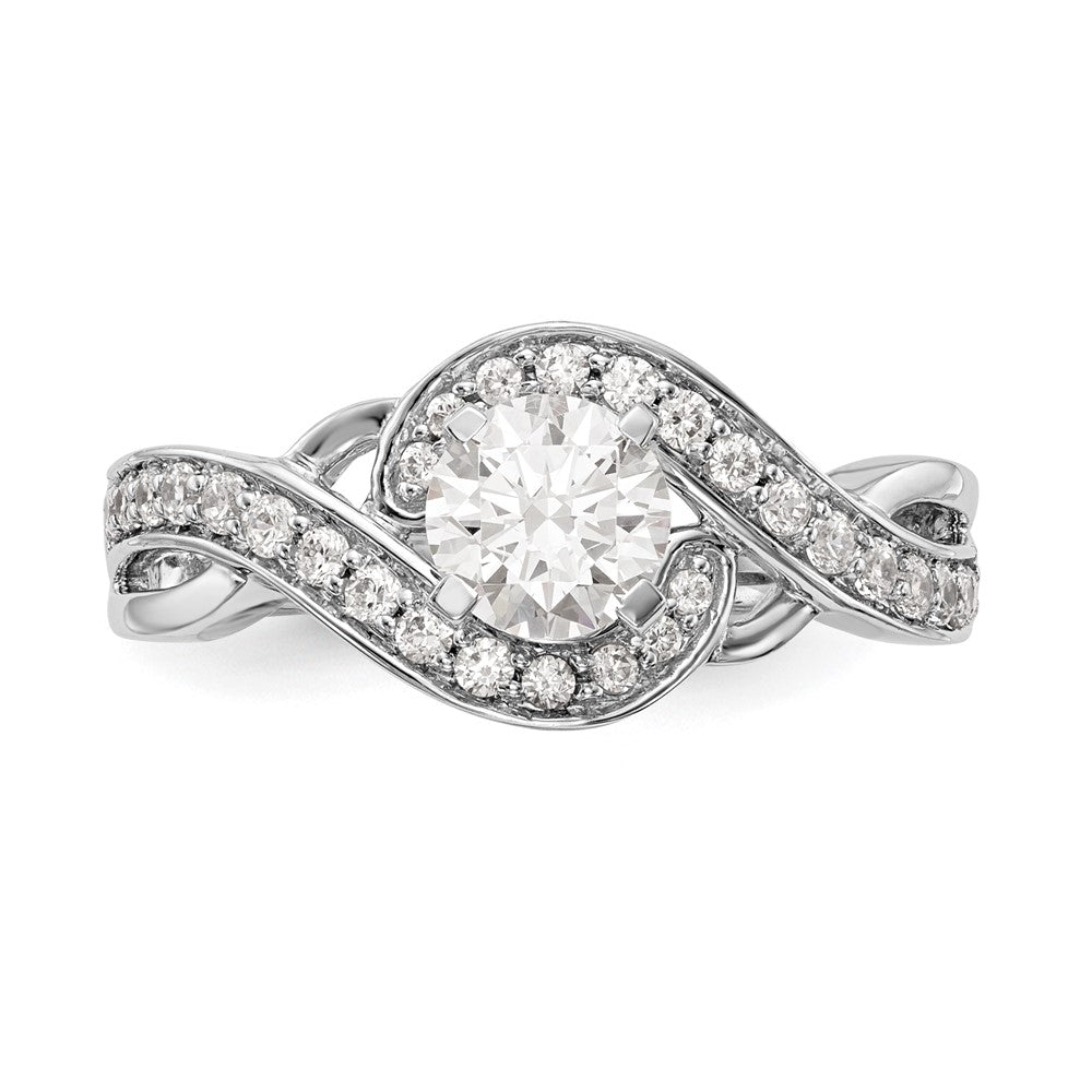 14K Weißgold Verlobungsring mit Bypass-Design und simuliertem Diamanten in Krappenfassung