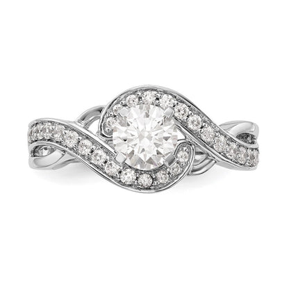 14K Weißgold Verlobungsring mit Bypass-Design und simuliertem Diamanten in Krappenfassung