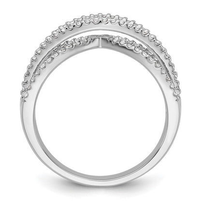 Verlobungsring aus 14 Karat Weißgold mit Krappenfassung und simuliertem Diamanten im Criss-Cross-Design