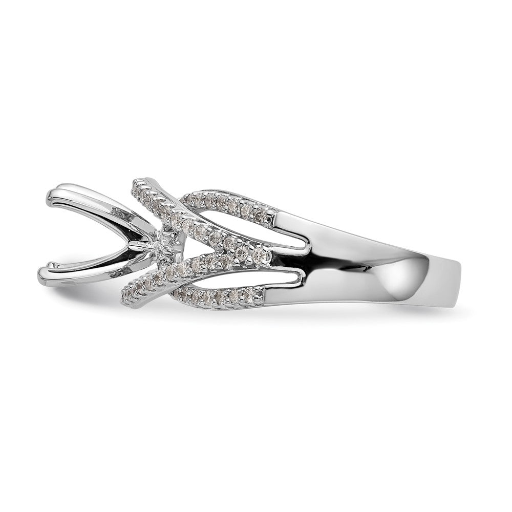 Verlobungsring aus 14 Karat Weißgold mit Krappenfassung und simuliertem Diamanten im Criss-Cross-Design