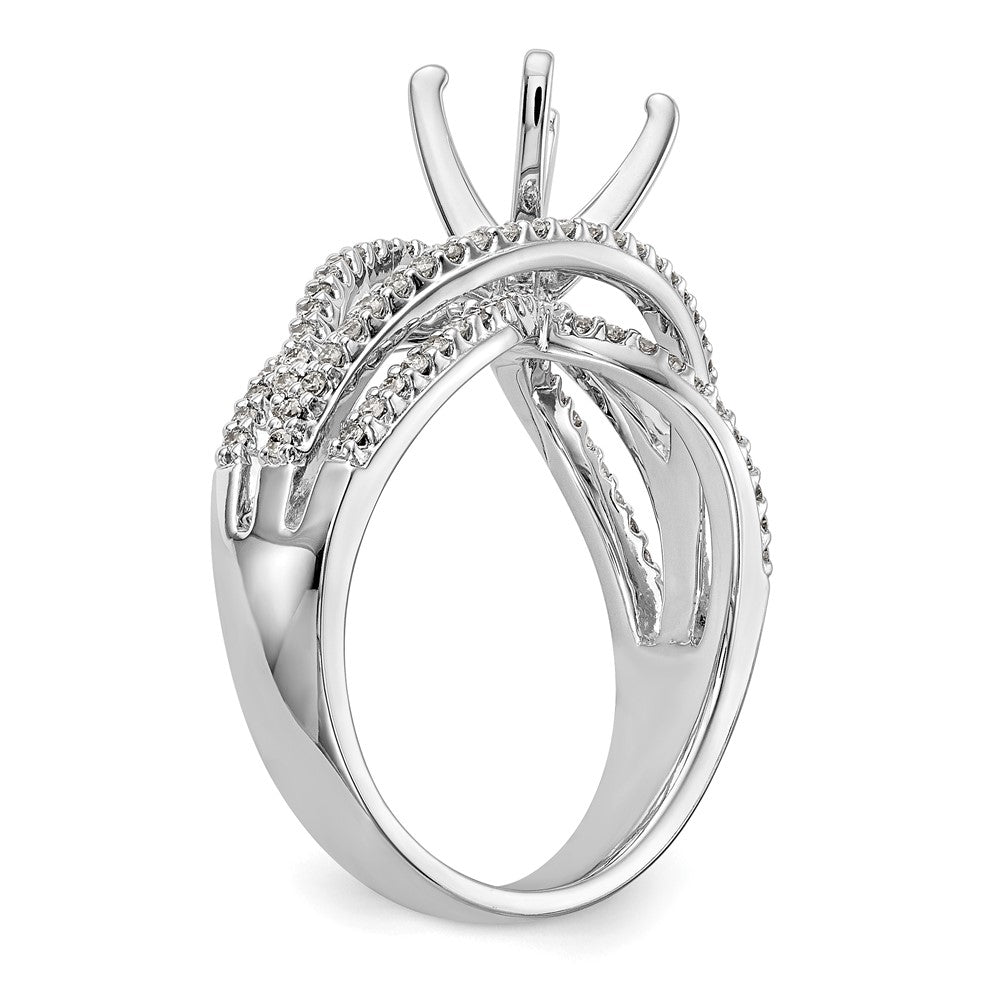 Verlobungsring aus 14 Karat Weißgold mit Krappenfassung und simuliertem Diamanten im Criss-Cross-Design