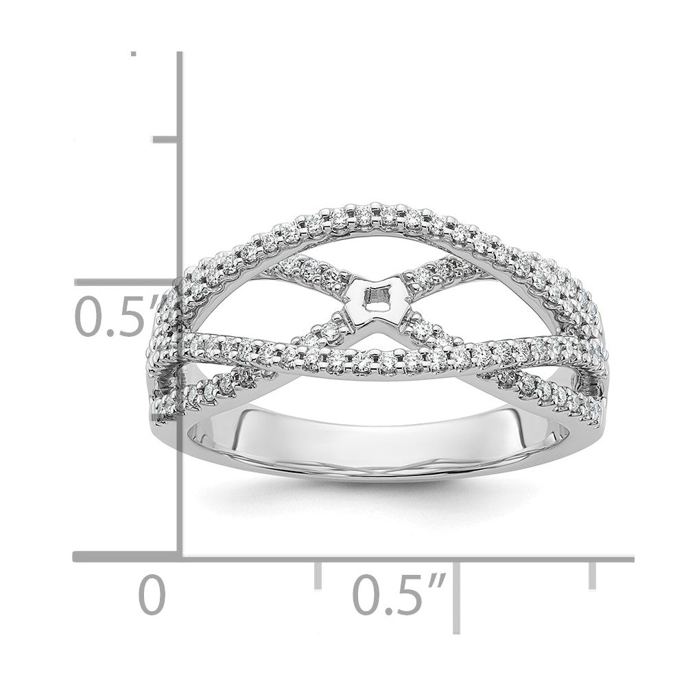 Verlobungsring aus 14 Karat Weißgold mit Krappenfassung und simuliertem Diamanten im Criss-Cross-Design