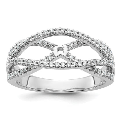Verlobungsring aus 14 Karat Weißgold mit Krappenfassung und simuliertem Diamanten im Criss-Cross-Design