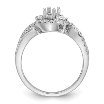 14K Weißgold Verlobungsring mit gekreuztem Design und simulierten Diamanten