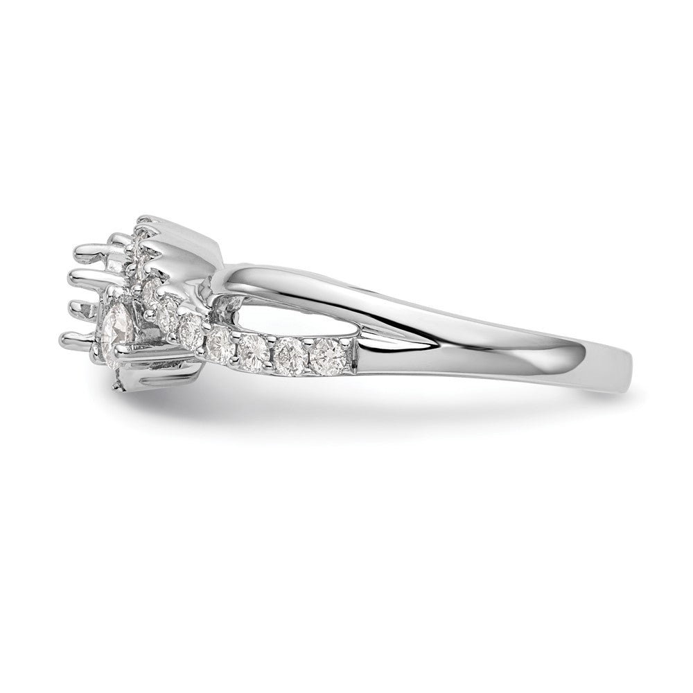 14K Weißgold Verlobungsring mit gekreuztem Design und simulierten Diamanten