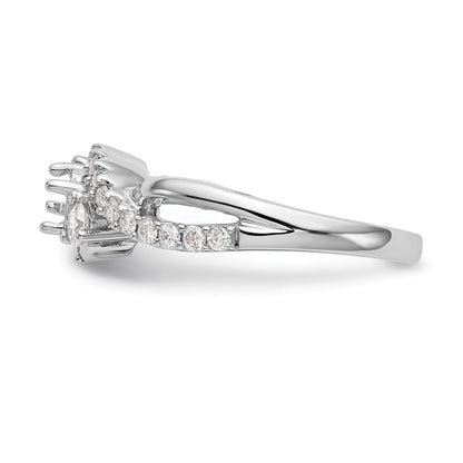 14K Weißgold Verlobungsring mit gekreuztem Design und simulierten Diamanten