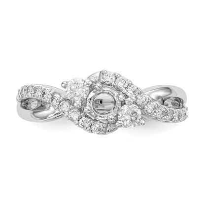 14K Weißgold Verlobungsring mit gekreuztem Design und simulierten Diamanten