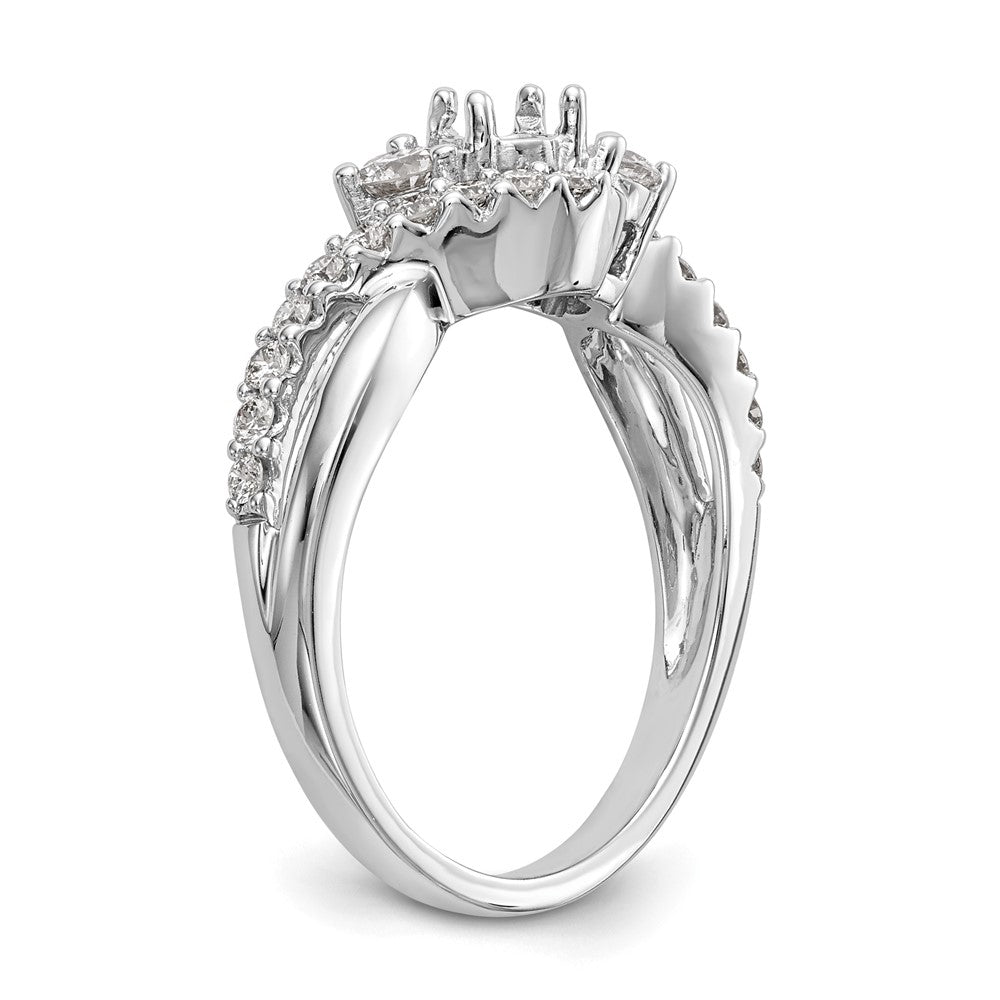 14K Weißgold Verlobungsring mit gekreuztem Design und simulierten Diamanten