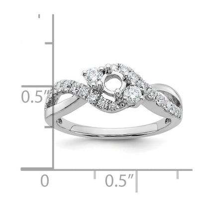 14K Weißgold Verlobungsring mit gekreuztem Design und simulierten Diamanten