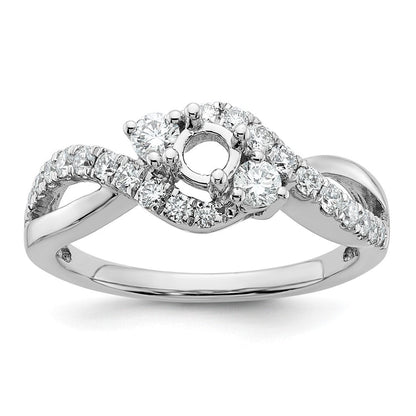 14K Weißgold Verlobungsring mit 0,625 ct. im Rundschliff, im Labor gezüchteten Diamanten VS/SI+ G+ mit Criss-Cross-Design