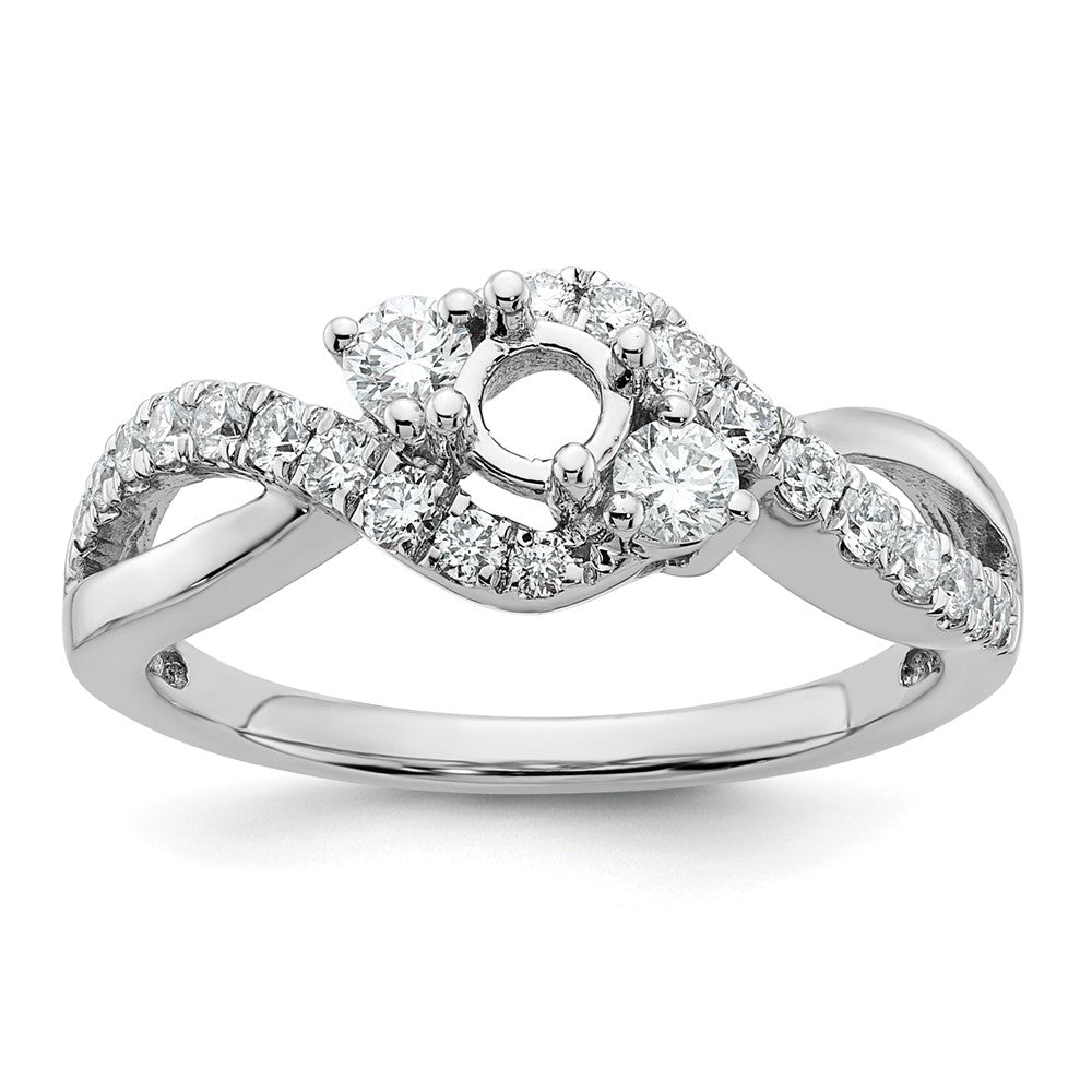 14K Weißgold Verlobungsring mit gekreuztem Design und simulierten Diamanten