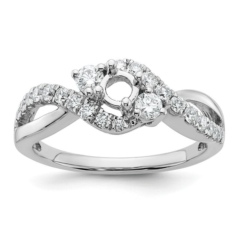14K Weißgold Verlobungsring mit gekreuztem Design und simulierten Diamanten