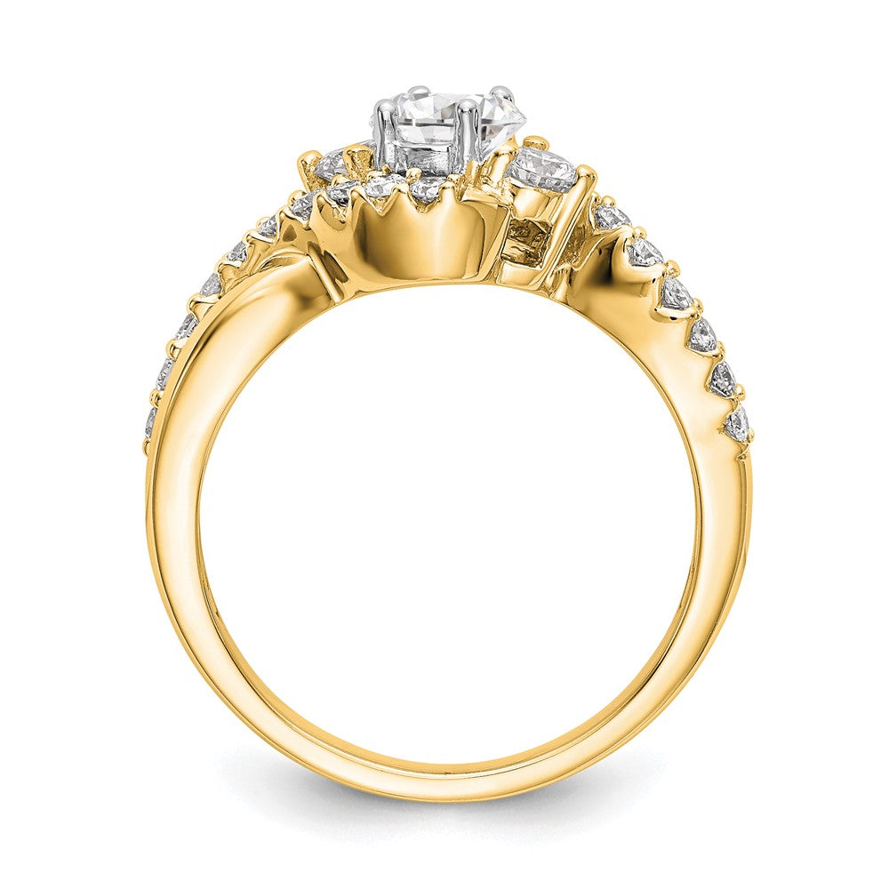 14K Gelbgold Verlobungsring mit Criss-Cross-Fassung, rundem laborgezüchtetem Diamant, 0,625 ct., VS/SI+ G+