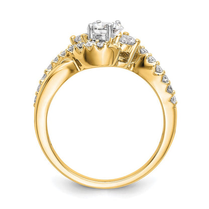 14K Gelbgold Verlobungsring mit Criss-Cross-Fassung, rundem laborgezüchtetem Diamant, 0,625 ct., VS/SI+ G+
