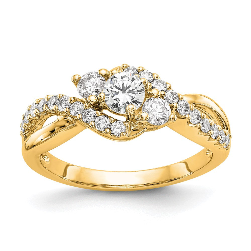 14K Gelbgold Verlobungsring mit Criss-Cross-Fassung, rundem laborgezüchtetem Diamant, 0,625 ct., VS/SI+ G+
