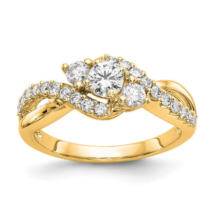 14K Gelbgold Verlobungsring mit Criss-Cross-Fassung, rundem laborgezüchtetem Diamant, 0,625 ct., VS/SI+ G+