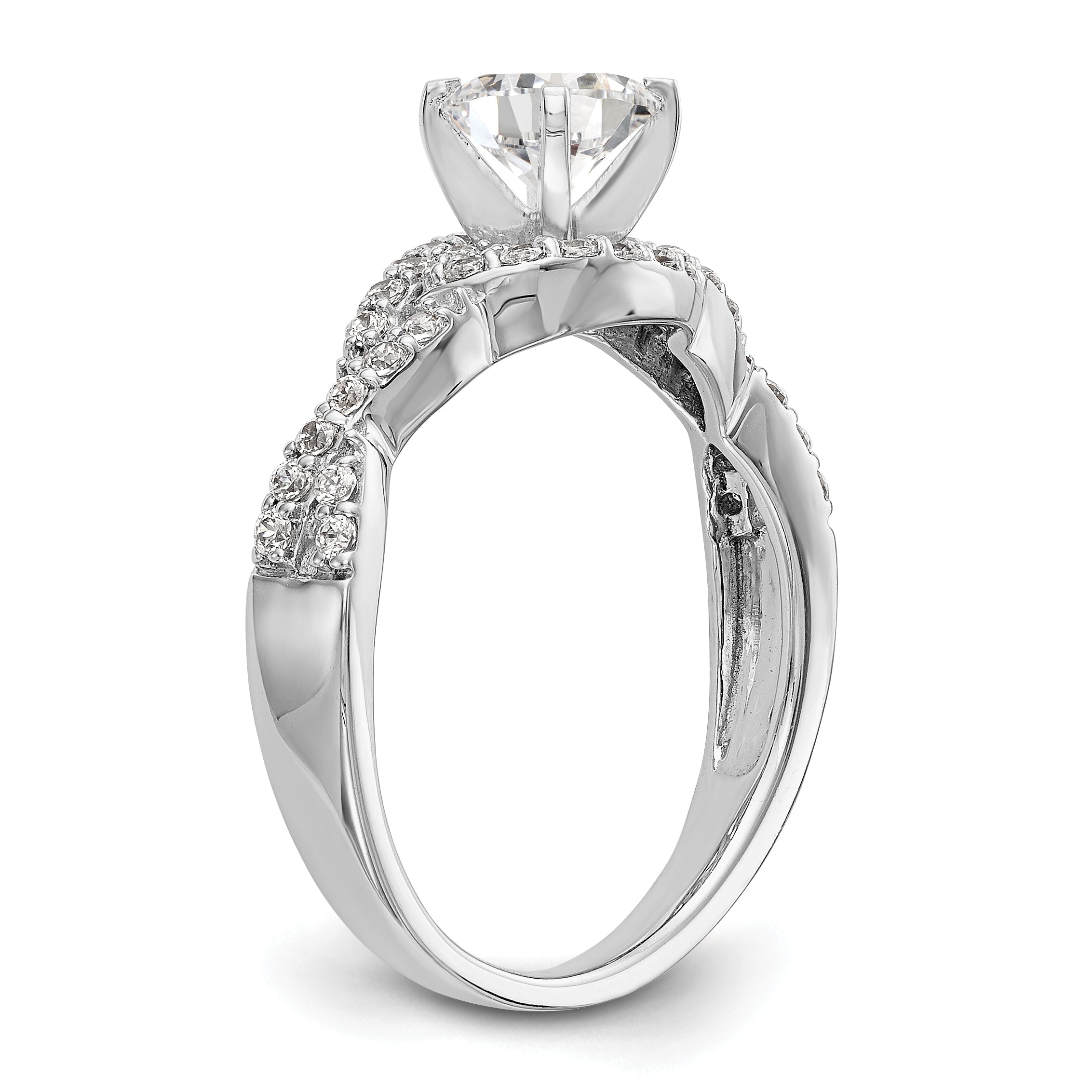 14K Weißgold Verlobungsring mit Krappenfassung und simulierten Diamanten