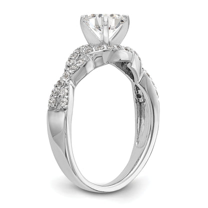 14K Weißgold Verlobungsring mit Krappenfassung und simulierten Diamanten