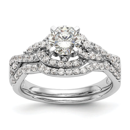 14K Weißgold Verlobungsring mit Krappenfassung und simulierten Diamanten