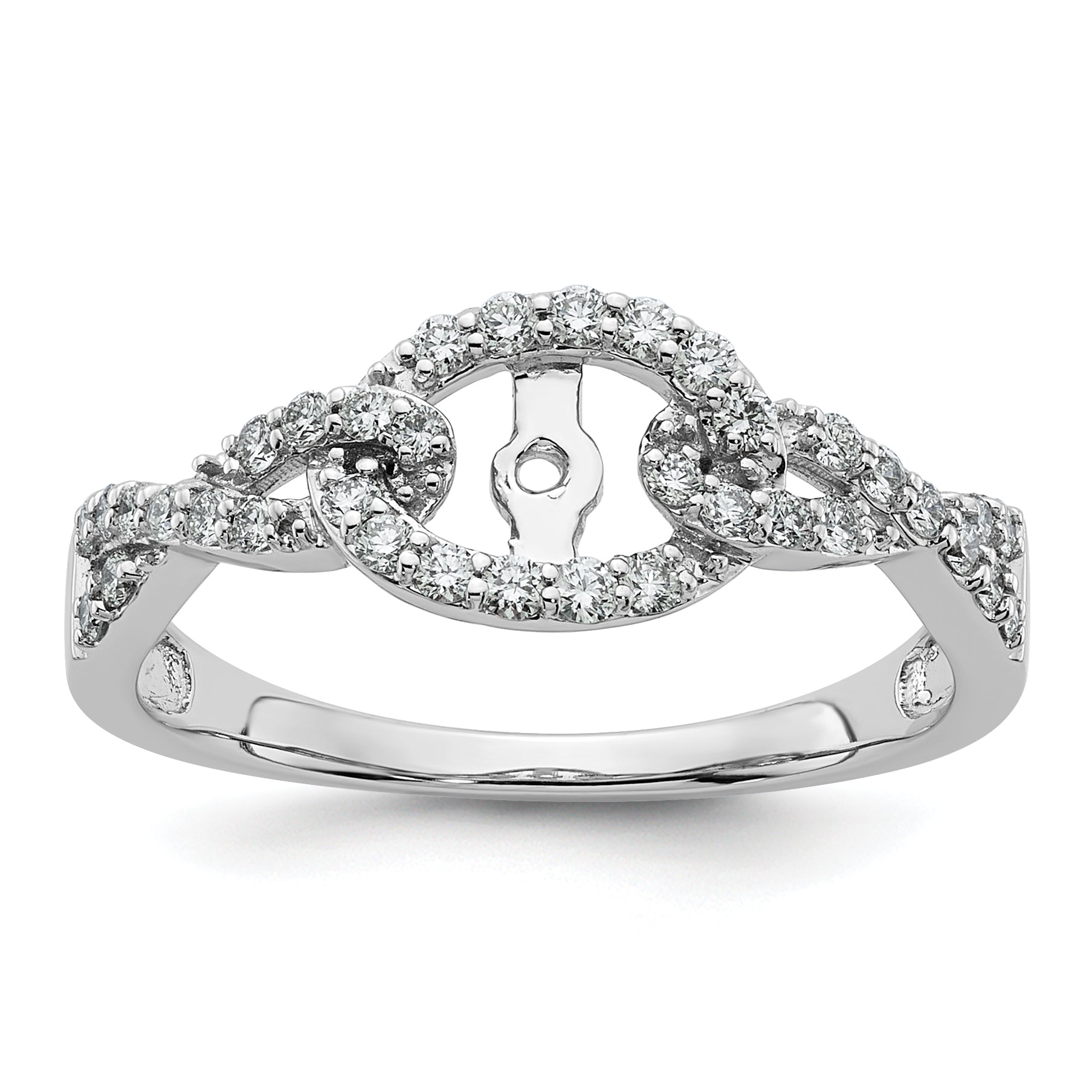 14K Weißgold Verlobungsring mit Krappenfassung und simulierten Diamanten
