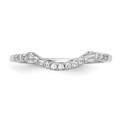 14K Weißgold Ehering mit natürlichen Diamanten, konturiert