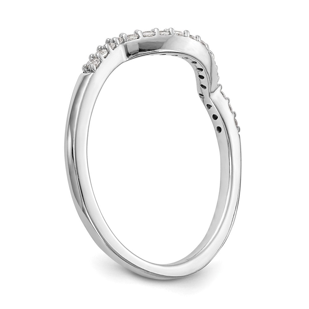 14K Weißgold Ehering mit natürlichen Diamanten, konturiert