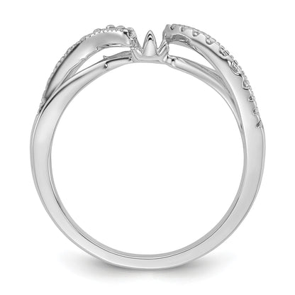 14K Weißgold Verlobungsring mit Bypass-Design und simuliertem Diamant
