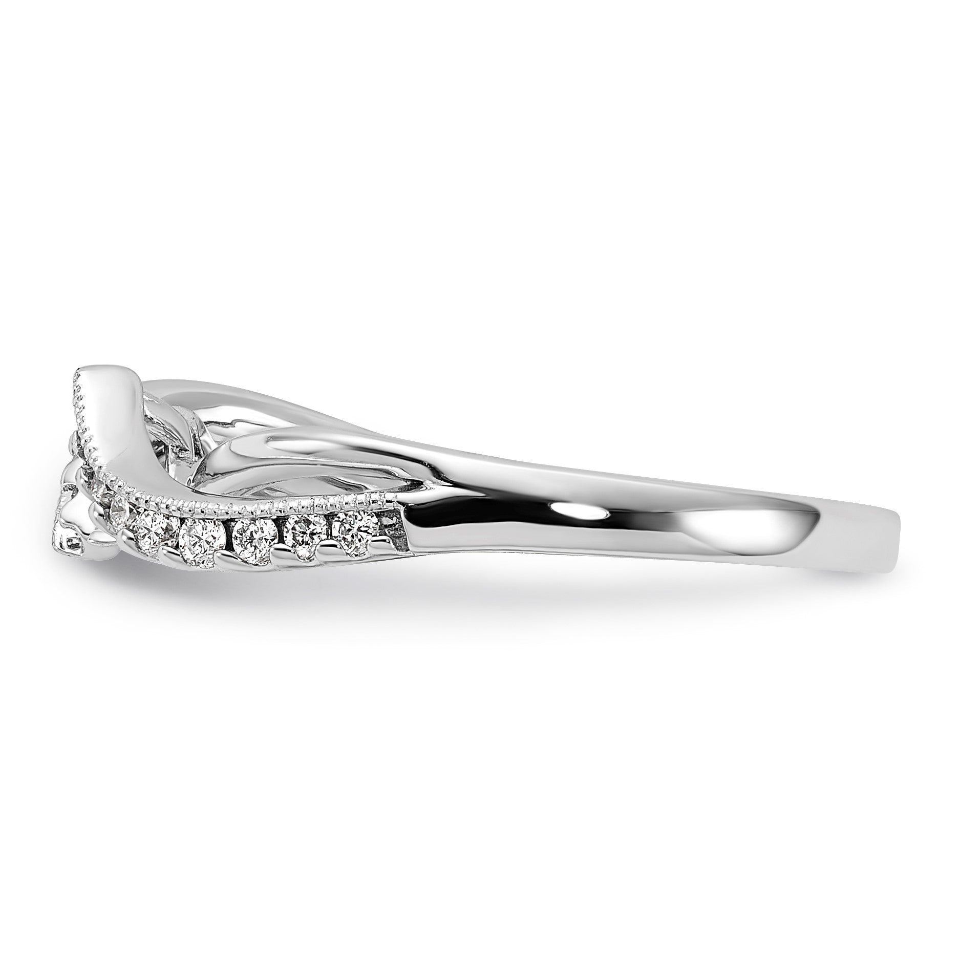 14K Weißgold Verlobungsring mit Bypass-Design und simuliertem Diamant