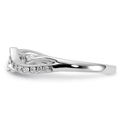 14K Weißgold Verlobungsring mit Bypass-Design und simuliertem Diamant