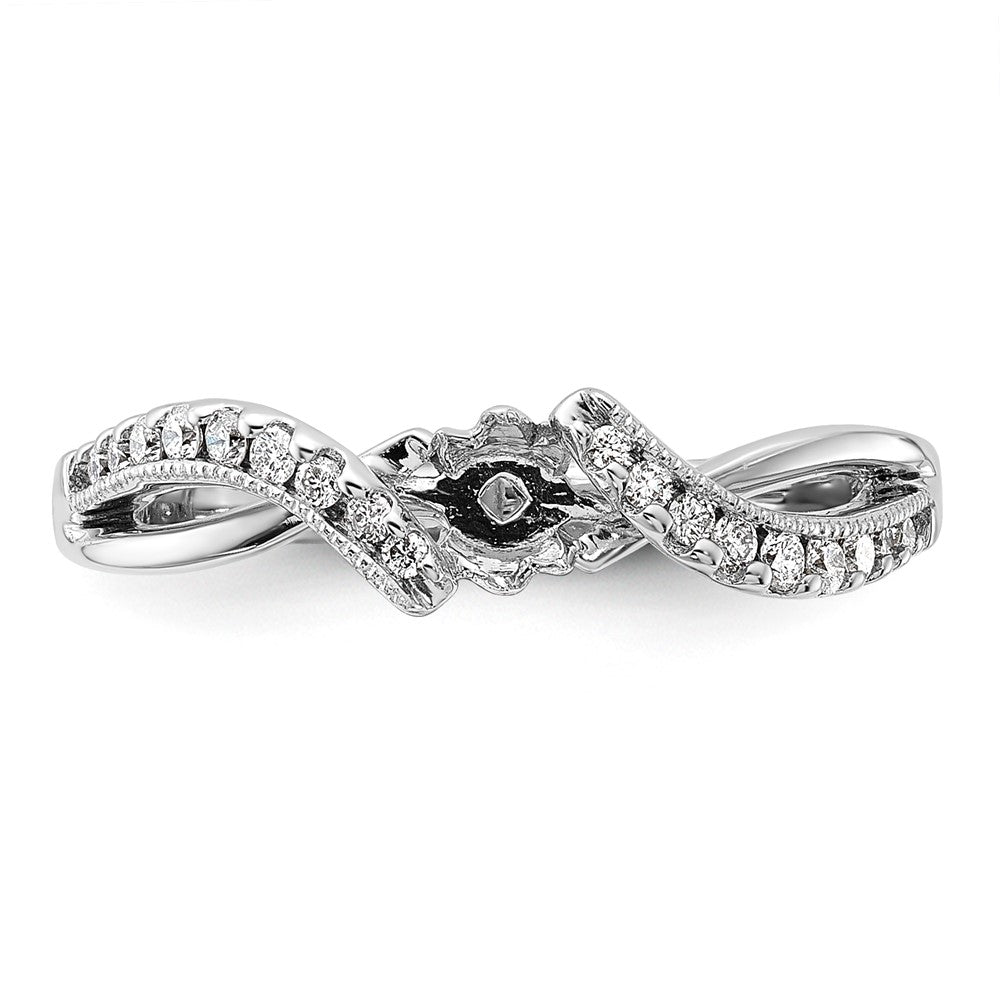 14K Weißgold Verlobungsring mit Bypass-Design und simuliertem Diamant