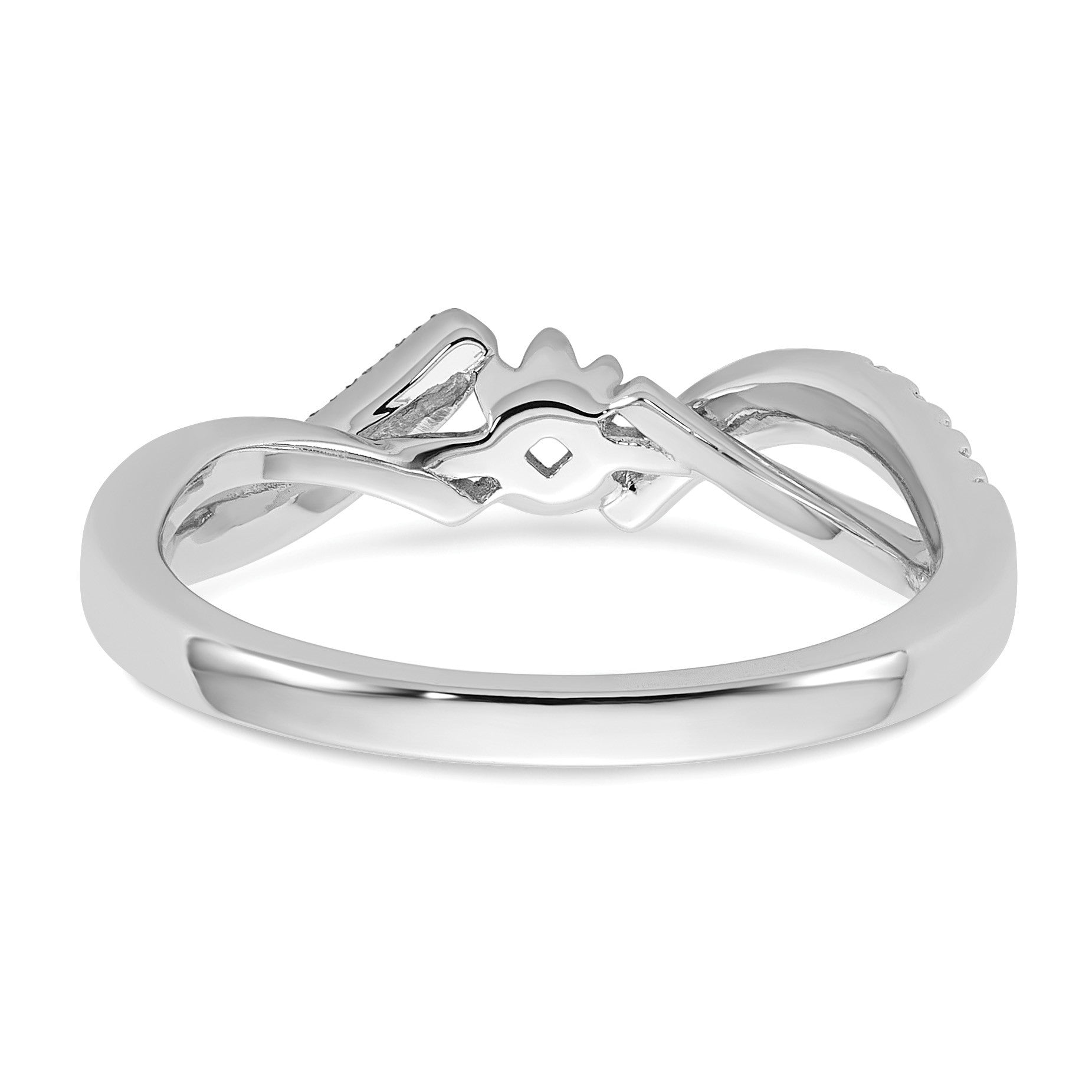 14K Weißgold Verlobungsring mit Bypass-Design und simuliertem Diamant