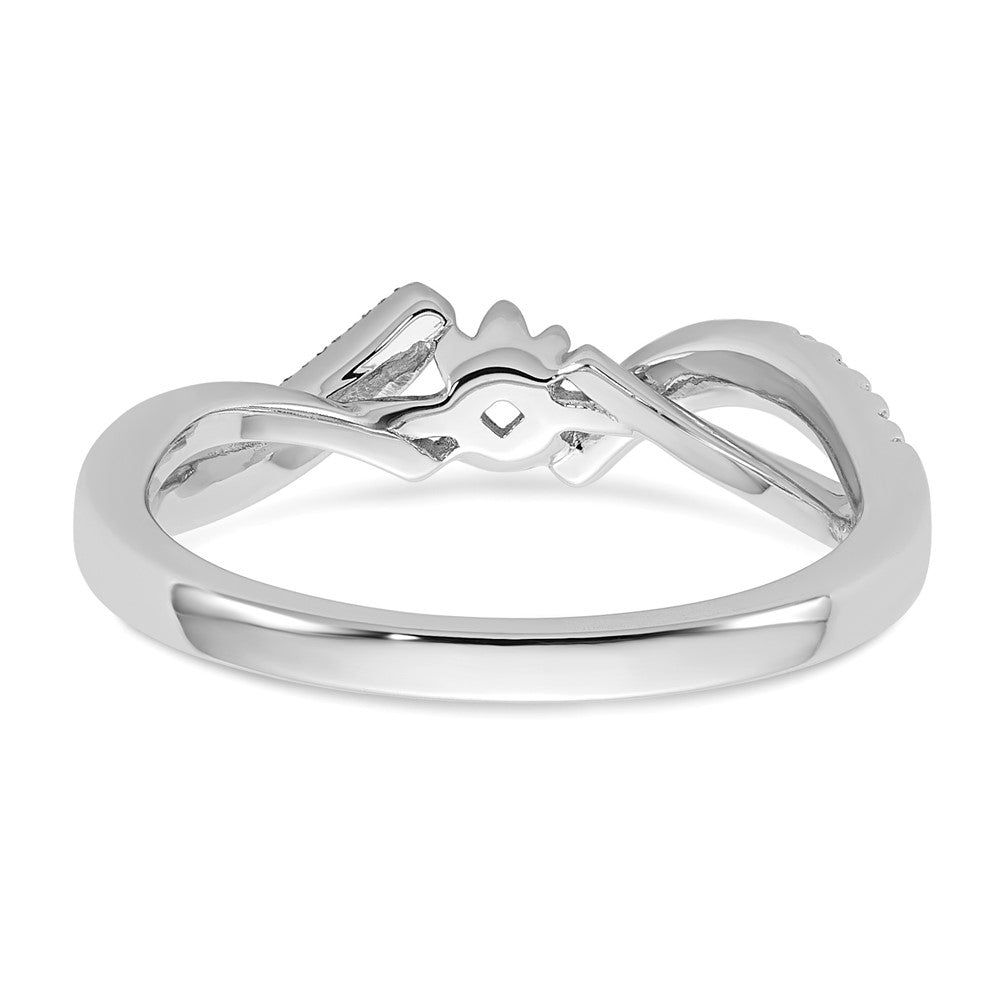14K Weißgold Verlobungsring mit Bypass-Design und simuliertem Diamant