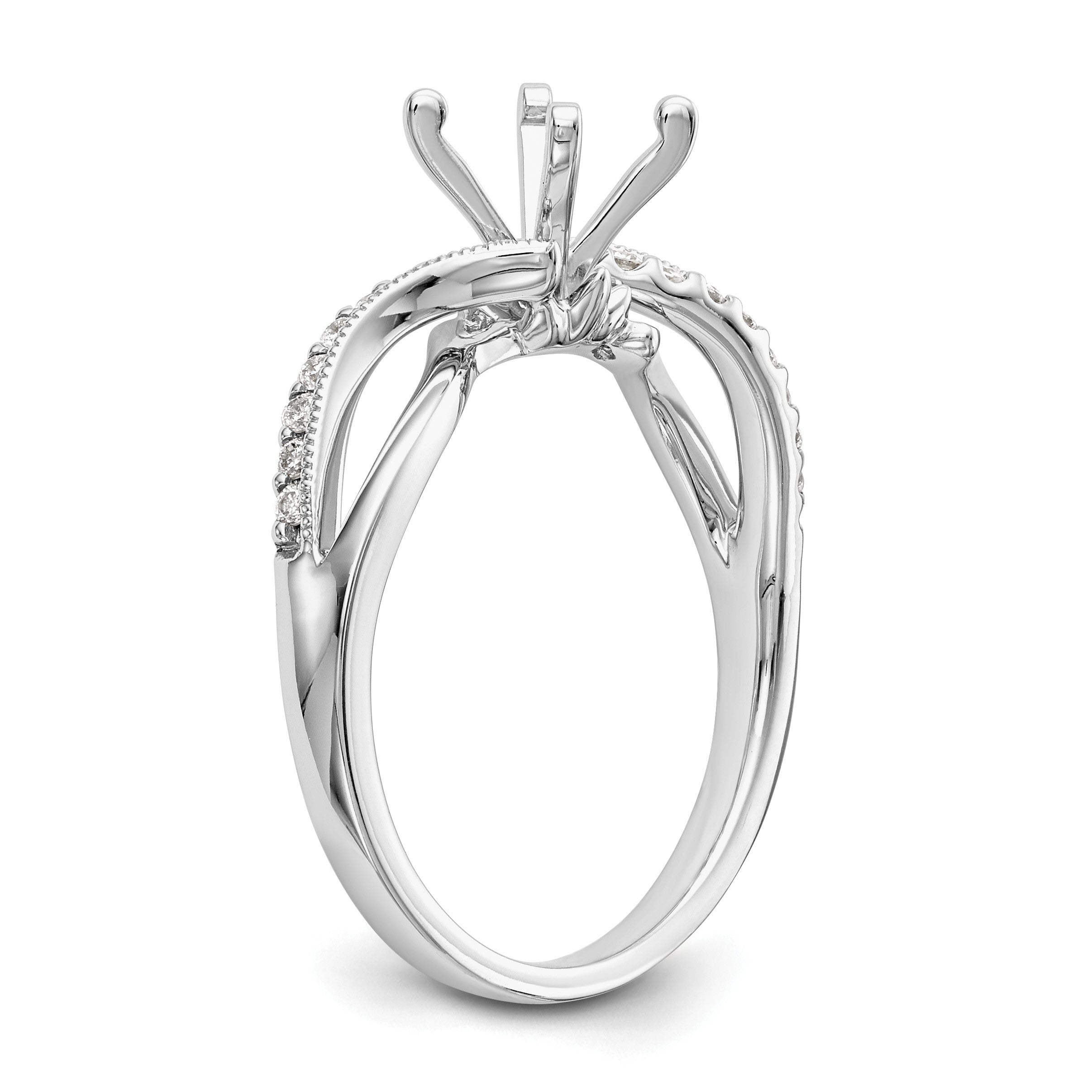 14K Weißgold Verlobungsring mit Bypass-Design und simuliertem Diamant