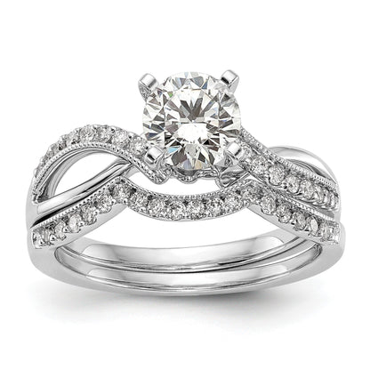 14K Weißgold Verlobungsring mit Bypass-Design und simuliertem Diamant